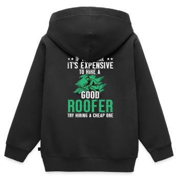 Dachdecker -Dachhäuser Reparaturen - Kinder Premium Organic Zip Hoodie - Schwarz - Hinten - AI Model Kid Male (0cm)