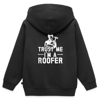 Dachdecker -Dachhäuser Reparaturen - Kinder Premium Organic Zip Hoodie - Schwarz - Hinten - AI Model Kid Male (0cm)