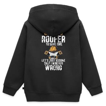 Dachdecker -Dachhäuser Reparaturen - Kinder Premium Organic Zip Hoodie - Schwarz - Hinten - AI Model Kid Male (0cm)