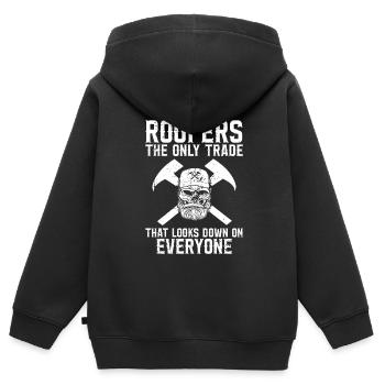 Dachdecker -Dachhäuser Reparaturen - Kinder Premium Organic Zip Hoodie - Schwarz - Hinten - AI Model Kid Male (0cm)
