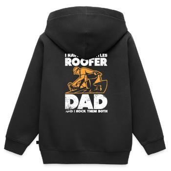 Dachdecker -Dachhäuser Reparaturen - Kinder Premium Organic Zip Hoodie - Schwarz - Hinten - AI Model Kid Male (0cm)