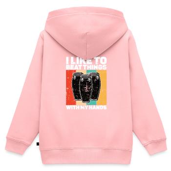 Conga Drum Musician Drumline - Kinder Premium Organic Zip Hoodie - Rosa - Hinten - AI Model Kid Female (0cm)