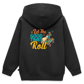 Rollschuhe - Kinder Premium Organic Zip Hoodie - Schwarz - Hinten - AI Model Kid Male (0cm)