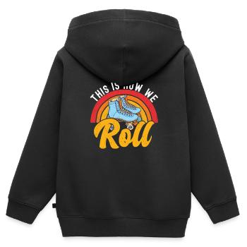 Rollschuhe - Kinder Premium Organic Zip Hoodie - Schwarz - Hinten - AI Model Kid Male (0cm)
