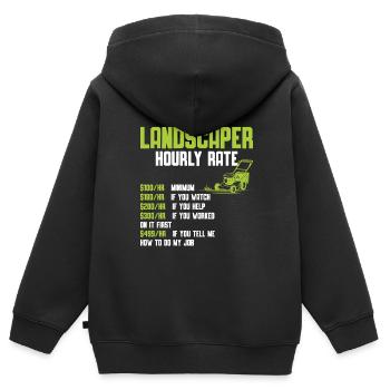 Mowing - Kids Premium Organic Zip-up Hoodie - black - Back - AI Model Kid Male (0cm)