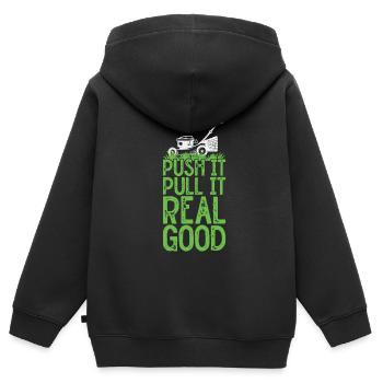 Mowing - Kids Premium Organic Zip-up Hoodie - black - Back - AI Model Kid Male (0cm)