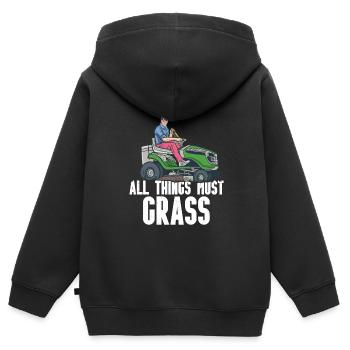 Mowing - Kids Premium Organic Zip-up Hoodie - black - Back - AI Model Kid Male (0cm)