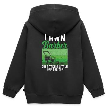 Mowing - Kids Premium Organic Zip-up Hoodie - black - Back - AI Model Kid Male (0cm)