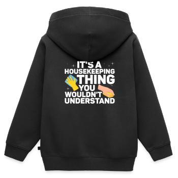 Ménage - Sweat Premium à capuche zippé enfant bio - noir - Dos - AI Model Kid Male (0cm)