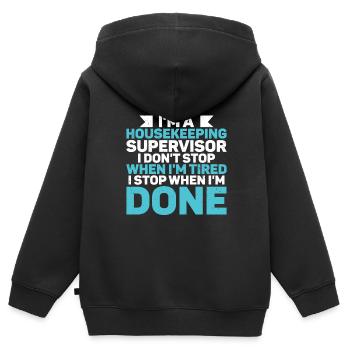 Ménage - Sweat Premium à capuche zippé enfant bio - noir - Dos - AI Model Kid Male (0cm)