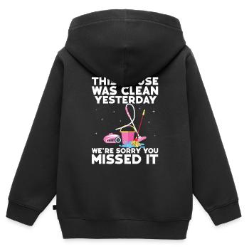 Ménage - Sweat Premium à capuche zippé enfant bio - noir - Dos - AI Model Kid Male (0cm)
