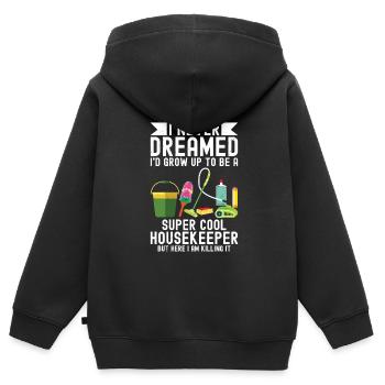 Ménage - Sweat Premium à capuche zippé enfant bio - noir - Dos - AI Model Kid Male (0cm)