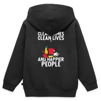 Ménage - Sweat Premium à capuche zippé enfant bio - noir - Dos - AI Model Kid Male (0cm)