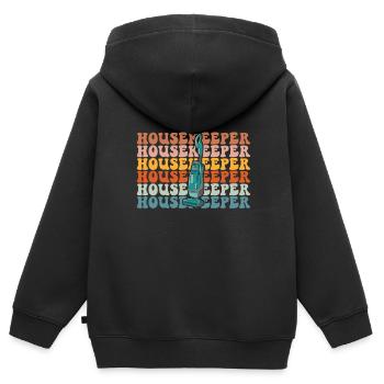 Ménage - Sweat Premium à capuche zippé enfant bio - noir - Dos - AI Model Kid Male (0cm)