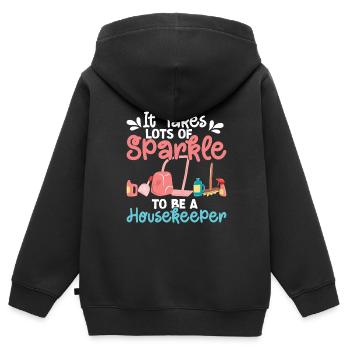 Ménage - Sweat Premium à capuche zippé enfant bio - noir - Dos - AI Model Kid Male (0cm)