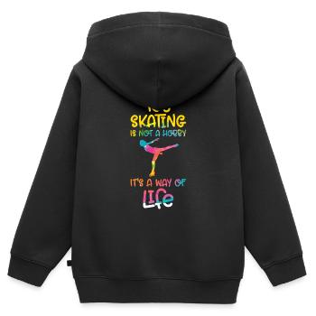Eislaufen - Kinder Premium Organic Zip Hoodie - Schwarz - Hinten - AI Model Kid Male (0cm)