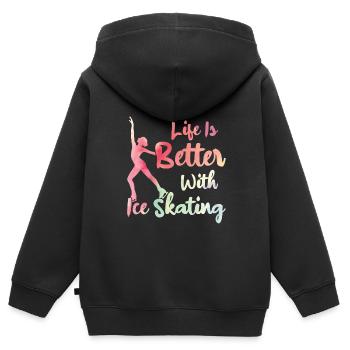 Eislaufen - Kinder Premium Organic Zip Hoodie - Schwarz - Hinten - AI Model Kid Male (0cm)