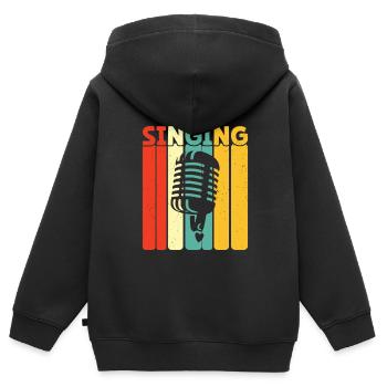 Singen - Kinder Premium Organic Zip Hoodie - Schwarz - Hinten - AI Model Kid Male (0cm)