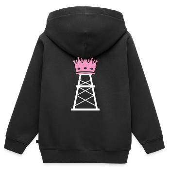 Champ pétrolifère - Sweat Premium à capuche zippé enfant bio - noir - Dos - AI Model Kid Male (0cm)