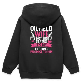 Champ pétrolifère - Sweat Premium à capuche zippé enfant bio - noir - Dos - AI Model Kid Male (0cm)