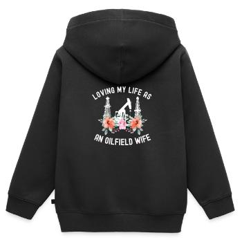 Champ pétrolifère - Sweat Premium à capuche zippé enfant bio - noir - Dos - AI Model Kid Male (0cm)