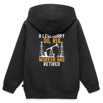 Champ pétrolifère - Sweat Premium à capuche zippé enfant bio - noir - Dos - AI Model Kid Male (0cm)
