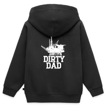 Champ pétrolifère - Sweat Premium à capuche zippé enfant bio - noir - Dos - AI Model Kid Male (0cm)