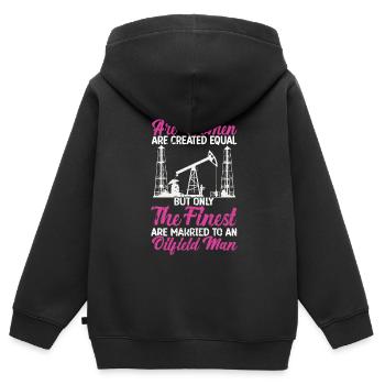 Champ pétrolifère - Sweat Premium à capuche zippé enfant bio - noir - Dos - AI Model Kid Male (0cm)