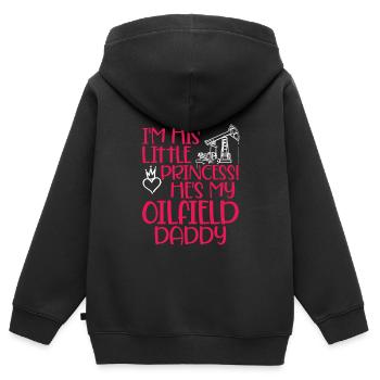 Champ pétrolifère - Sweat Premium à capuche zippé enfant bio - noir - Dos - AI Model Kid Male (0cm)