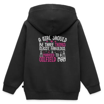 Champ pétrolifère - Sweat Premium à capuche zippé enfant bio - noir - Dos - AI Model Kid Male (0cm)