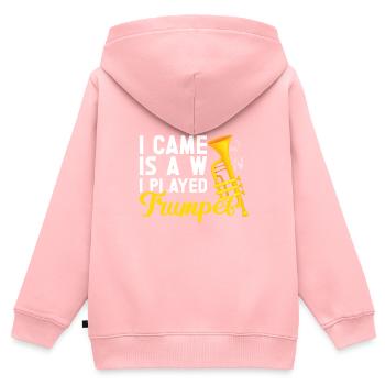 Trompete - Kinder Premium Organic Zip Hoodie - Rosa - Hinten - AI Model Kid Female (0cm)