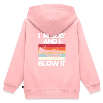 Trompete - Kinder Premium Organic Zip Hoodie - Rosa - Hinten - AI Model Kid Female (0cm)