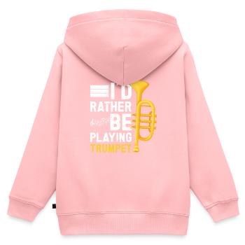 Trompete - Kinder Premium Organic Zip Hoodie - Rosa - Hinten - AI Model Kid Female (0cm)