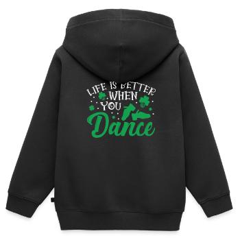 Irish Dance - Kids Premium Organic Zip-up Hoodie - black - Back - AI Model Kid Male (0cm)