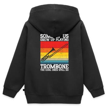 Trombone - Sweat Premium à capuche zippé enfant bio - noir - Dos - AI Model Kid Male (0cm)