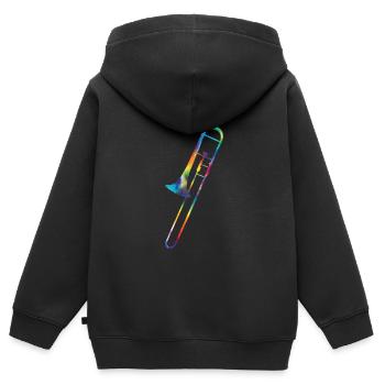 Trombone - Sweat Premium à capuche zippé enfant bio - noir - Dos - AI Model Kid Male (0cm)