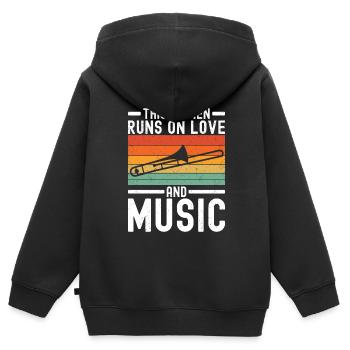 Trombone - Sweat Premium à capuche zippé enfant bio - noir - Dos - AI Model Kid Male (0cm)