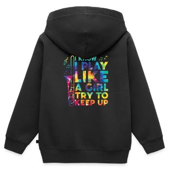 Trombone - Sweat Premium à capuche zippé enfant bio - noir - Dos - AI Model Kid Male (0cm)