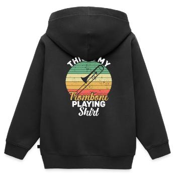 Trombone - Sweat Premium à capuche zippé enfant bio - noir - Dos - AI Model Kid Male (0cm)