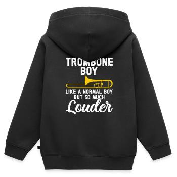 Trombone - Sweat Premium à capuche zippé enfant bio - noir - Dos - AI Model Kid Male (0cm)