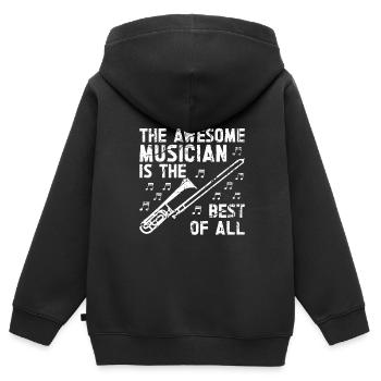 Trombone - Sweat Premium à capuche zippé enfant bio - noir - Dos - AI Model Kid Male (0cm)