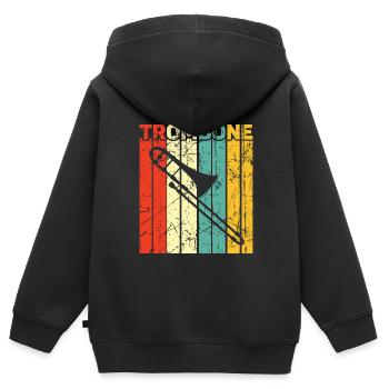 Trombone - Sweat Premium à capuche zippé enfant bio - noir - Dos - AI Model Kid Male (0cm)