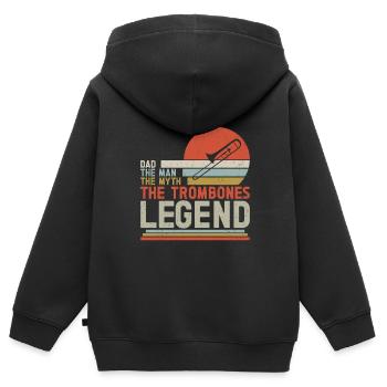 Trombone - Sweat Premium à capuche zippé enfant bio - noir - Dos - AI Model Kid Male (0cm)