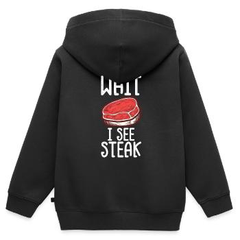 Steak - Kinder Premium Organic Zip Hoodie - Schwarz - Hinten - AI Model Kid Male (0cm)