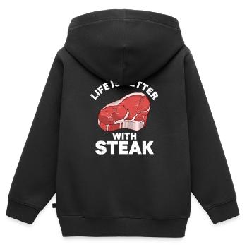 Steak - Kinder Premium Organic Zip Hoodie - Schwarz - Hinten - AI Model Kid Male (0cm)