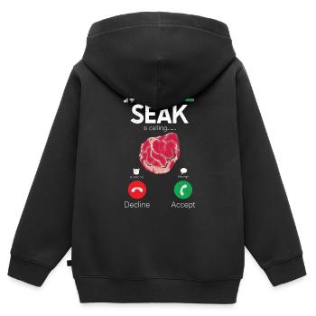 Steak - Kinder Premium Organic Zip Hoodie - Schwarz - Hinten - AI Model Kid Male (0cm)