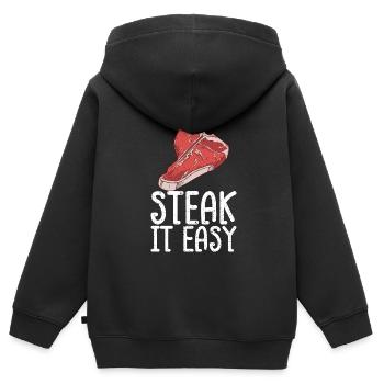 Steak - Kinder Premium Organic Zip Hoodie - Schwarz - Hinten - AI Model Kid Male (0cm)