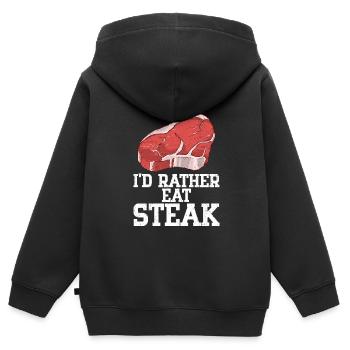 Steak - Kinder Premium Organic Zip Hoodie - Schwarz - Hinten - AI Model Kid Male (0cm)