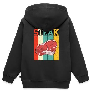 Steak - Kinder Premium Organic Zip Hoodie - Schwarz - Hinten - AI Model Kid Male (0cm)