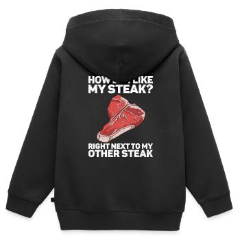 Steak - Kinder Premium Organic Zip Hoodie - Schwarz - Hinten - AI Model Kid Male (0cm)